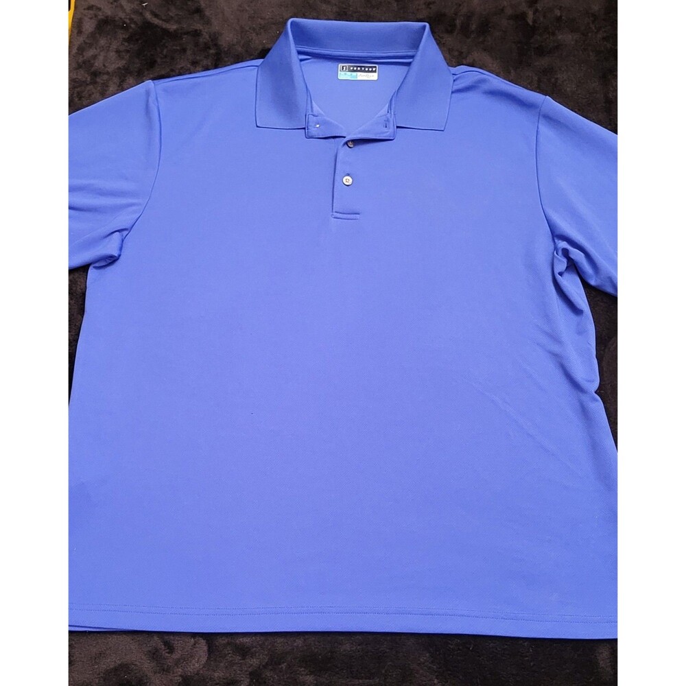 Men's PGA TOUR Collared Golf Shirt Blue Size XL